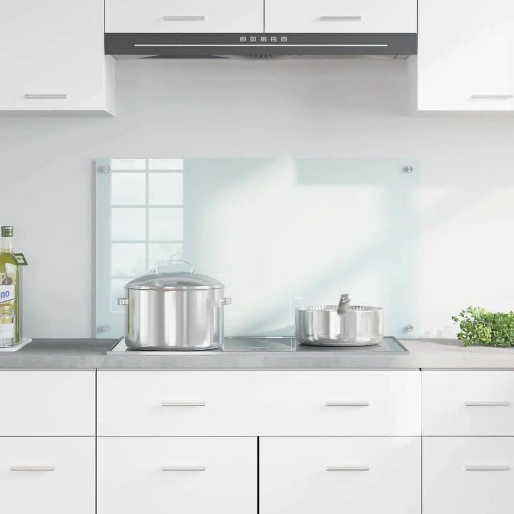 vidaXL Πίσω Πάνελ Κουζίνας Λευκό 90 x 50 cm σκληρυμένο γυαλί