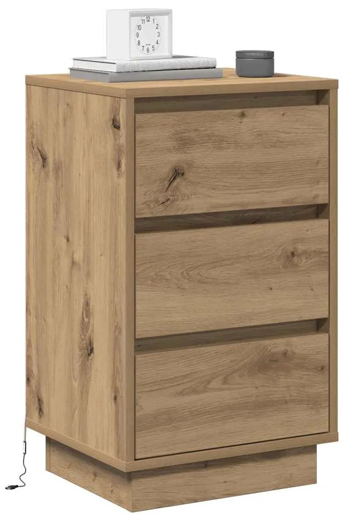 vidaXL Κομοδίνο με artisan δρυς 39 x 34.5 x 65 εκ. Επεξεργασμένο ξύλο