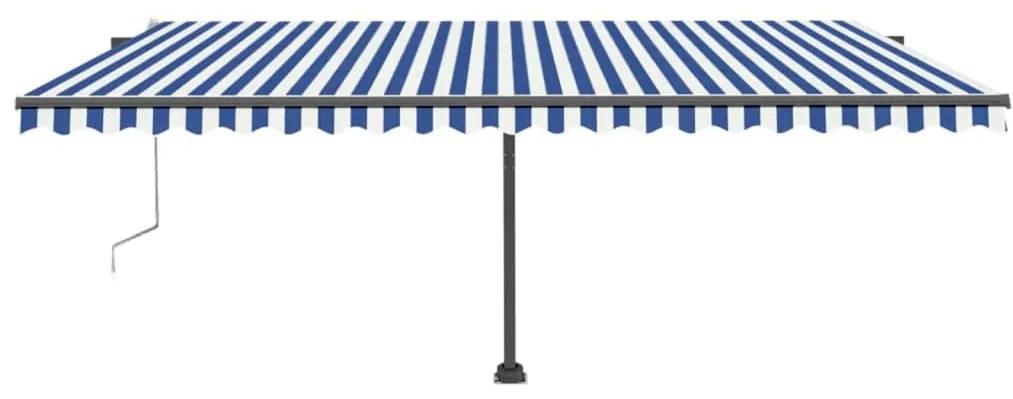 vidaXL Τέντα Αυτόματη με Αισθητήρα Ανέμου &amp; LED Μπλε/Λευκό 500x300 εκ.