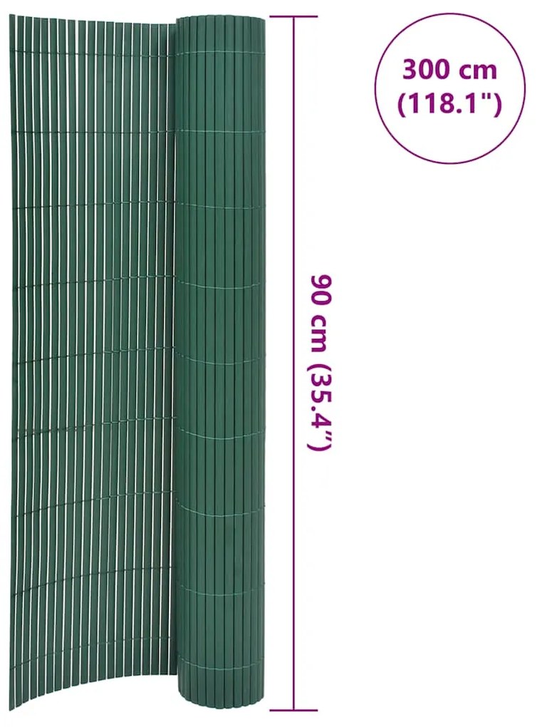 vidaXL Περίφραξη Κήπου Διπλής Όψης Πράσινη 90 x 300 εκ. από PVC
