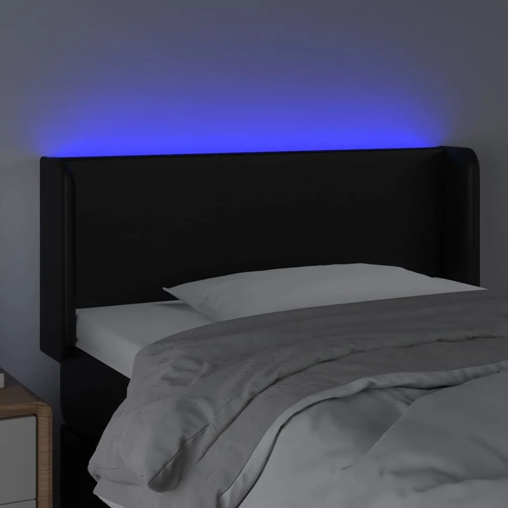 vidaXL Κεφαλάρι Κρεβατιού LED Μαύρο 103x16x78/88 εκ. Συνθετ. Δέρμα
