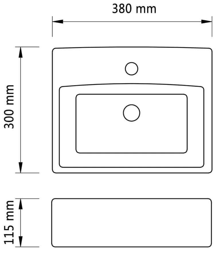 vidaXL Νιπτήρας με Οπή Βρύσης Ασημί 38 x 30 x 11,5 εκ. Κεραμικός