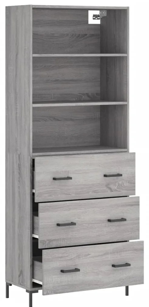 vidaXL Ντουλάπι Γκρι Sonoma 69,5 x 34 x 180 εκ. Επεξεργασμένο Ξύλο