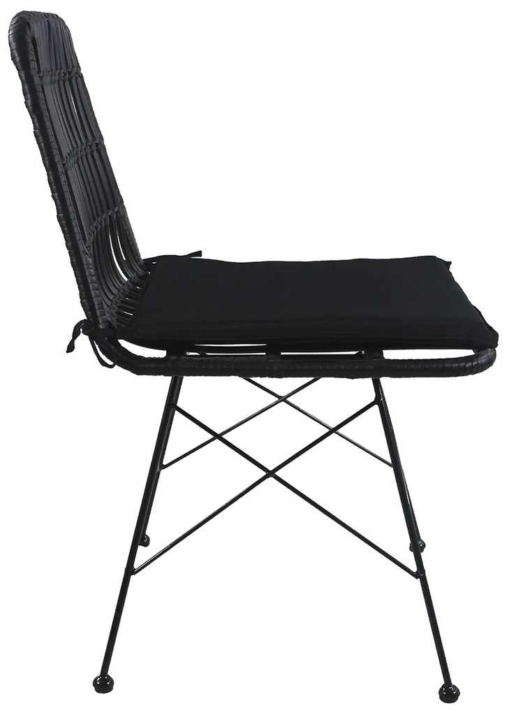 Καρέκλα Κήπου ALFONSE Μαύρο Μέταλλο/Rattan 47x62x81cm