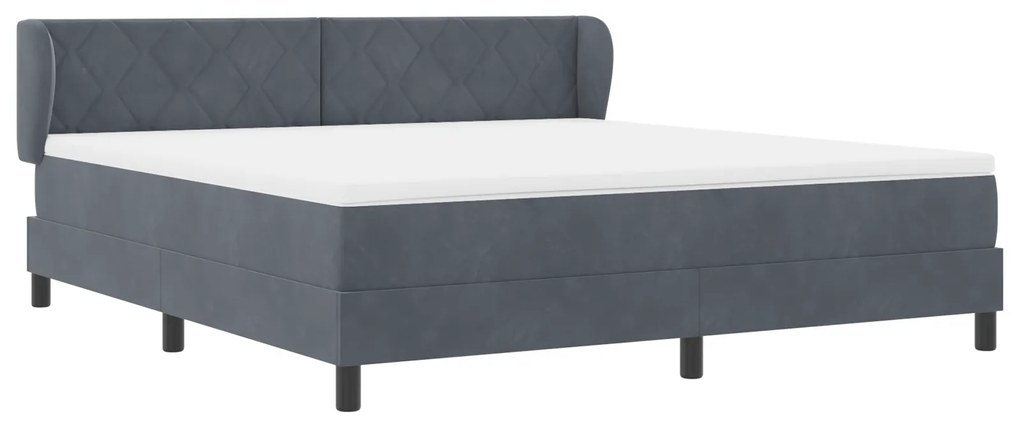 vidaXL Κρεβάτι Box Spring με Στρώμα Σκούρο Γκρι 180x200 cm Βελούδο