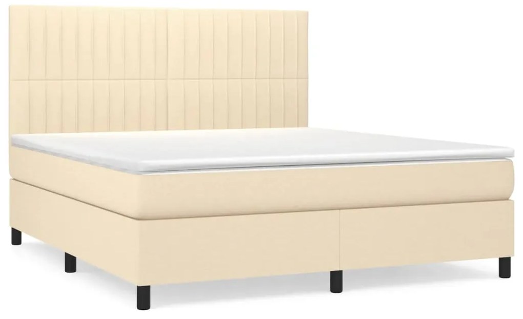 vidaXL Κρεβάτι Boxspring με Στρώμα Κρεμ 160x200 εκ. Υφασμάτινο