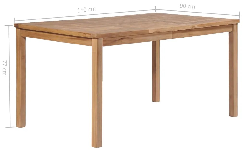 vidaXL Τραπέζι Κήπου 150 x 90 x 77 εκ. από Μασίφ Ξύλο Teak