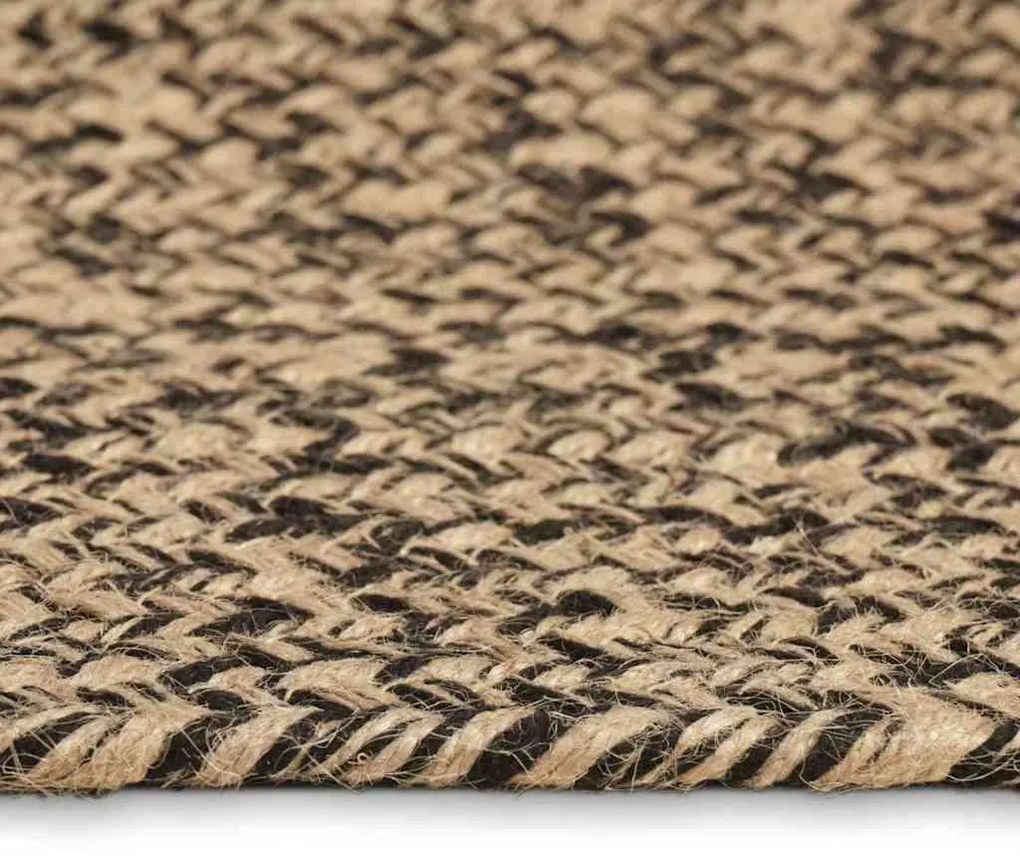 vidaXL Χαλί Φυσικό και μαύρο 120 x 120 cm Γιούτα