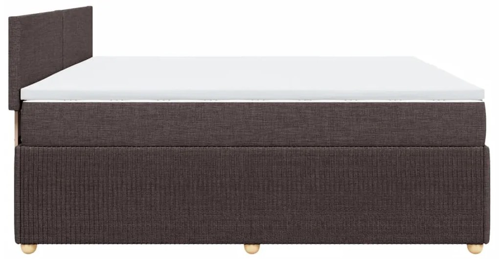 vidaXL Κρεβάτι Boxspring με Στρώμα Σκούρο Καφέ 200x200 εκ. Υφασμάτινο