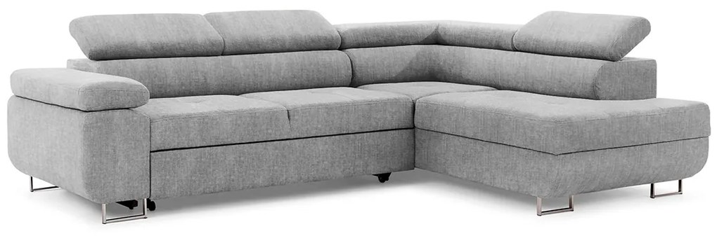 Γωνιακός καναπές Κρεβάτι Annabelle L, με αποθηκευτικό χώρο, γκρί βελουτέ 270x98x200cm-Δεξιά γωνία-BOG5658