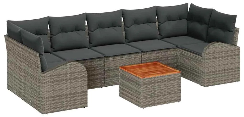 vidaXL Σετ Καναπέ Κήπου με αποθήκευση 8 pcs Γκρι συνθετικό ρατάν