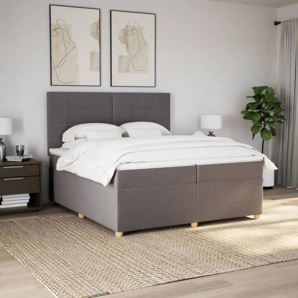 vidaXL Κρεβάτι Boxspring με Στρώμα Taupe 200x200 εκ. Υφασμάτινο