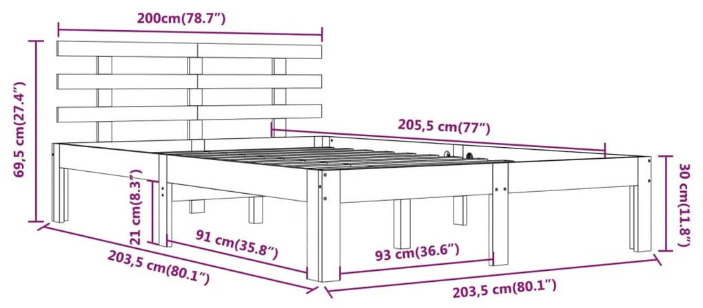 ΠΛΑΙΣΙΟ ΚΡΕΒΑΤΙΟΥ ΛΕΥΚΟ 200 X 200 ΕΚ. ΑΠΟ ΜΑΣΙΦ ΞΥΛΟ 814775