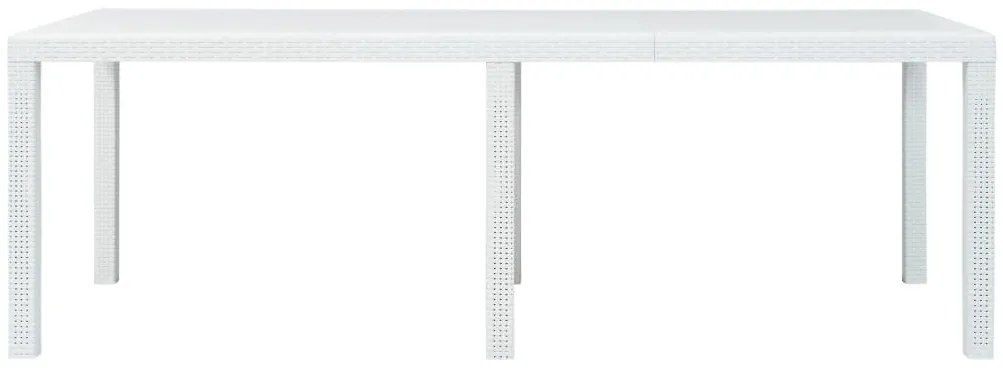 vidaXL Τραπέζι Κήπου Λευκό με Εμφάνιση Ρατάν 220x90x72 εκ. Πλαστικό