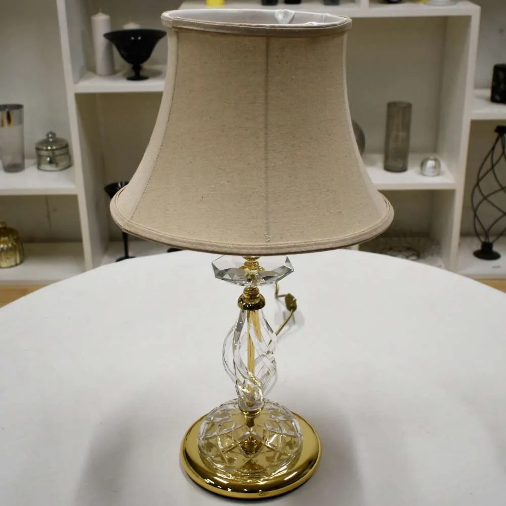 Φωτιστικό Επιτραπέζιο 1306/CP LT Gold-Beige Ondaluce Glass, Fabric