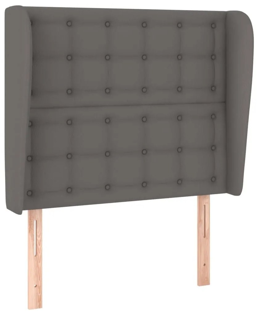 Κεφαλάρι με Πτερύγια Γκρι 93x23x118/128 εκ. Συνθετικό Δέρμα - Γκρι