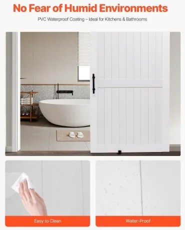 VEVOR Sliding Barn Door with Hardware Kit 1219 x 2134mm MDF Panel PVC Surface