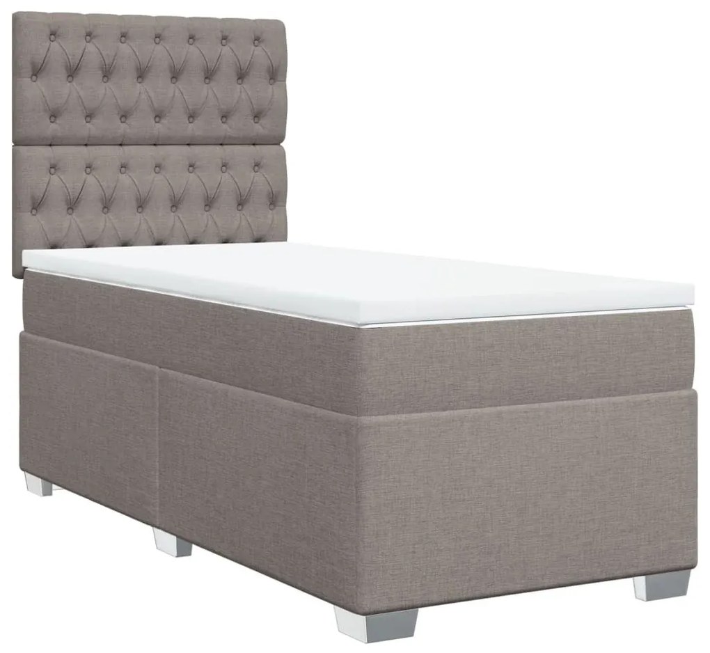 Κρεβάτι Boxspring με Στρώμα Taupe 100 x 200 εκ. Υφασμάτινο - Μπεζ-Γκρι