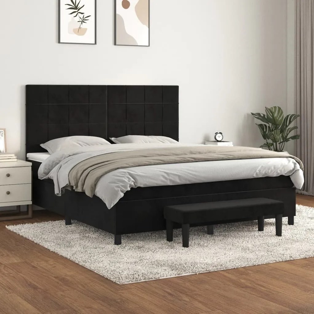 ΚΡΕΒΑΤΙ BOXSPRING ΜΕ ΣΤΡΩΜΑ ΜΑΥΡΟ 180X200 ΕΚ. ΒΕΛΟΥΔΙΝΟ 3137859