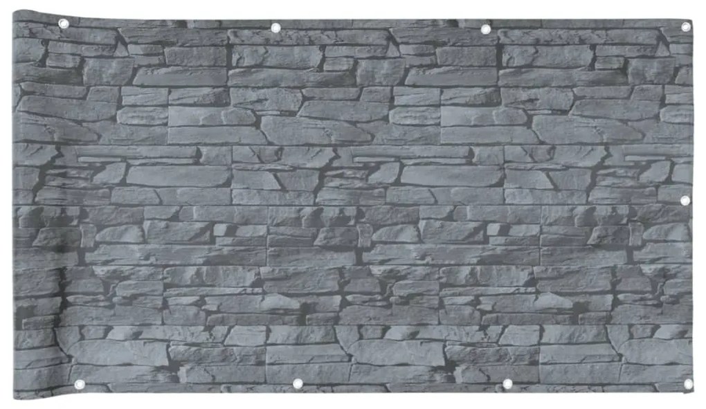 vidaXL Περίφραξη Μπαλκονιού Σχέδιο Ledge Stone Γκρι 800x75 εκ. PVC