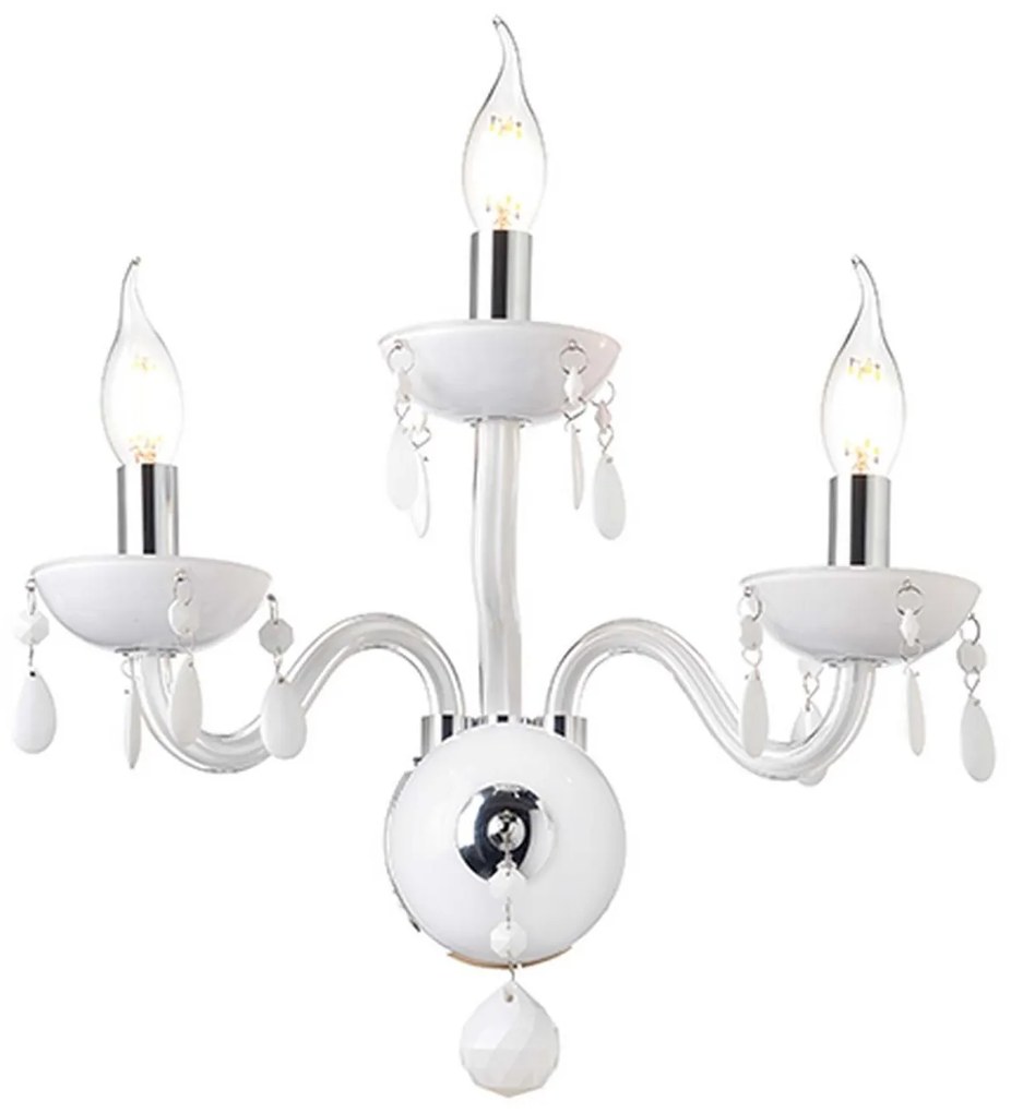 Φωτιστικό Τοίχου Τρίφωτο BLK82043WWC White Crystal, Metal
