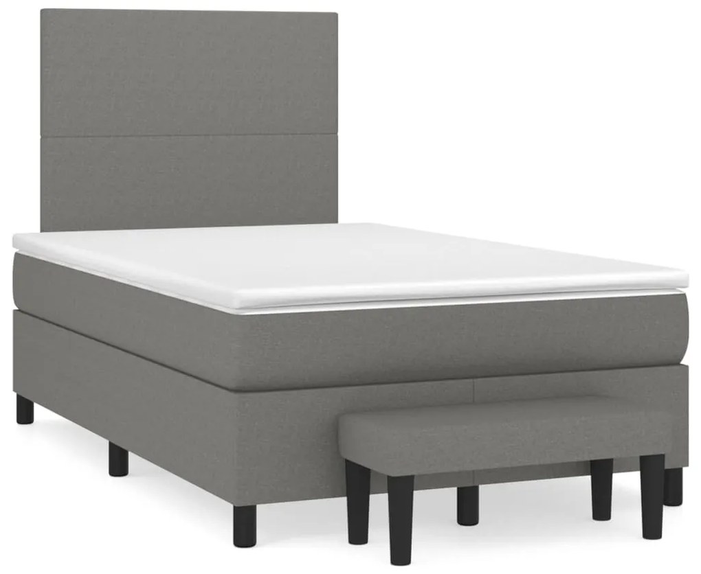 vidaXL Κρεβάτι Boxspring με Στρώμα Σκούρο Γκρι 120x200 εκ. Υφασμάτινο