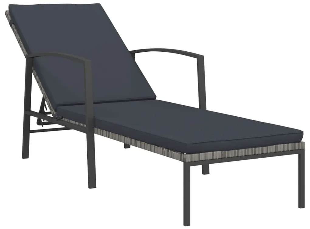 vidaXL Ξαπλώστρες 2 τεμ. Γκρι από Συνθετικό Ρατάν με Τραπέζι