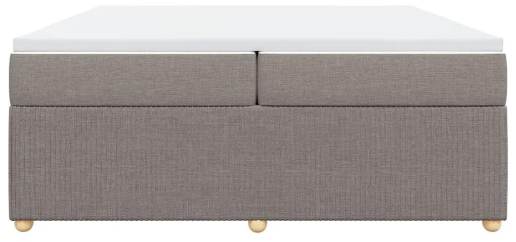 Κρεβάτι Boxspring με Στρώμα Taupe 200x200 εκ. Υφασμάτινο - Μπεζ-Γκρι