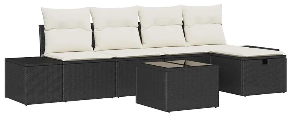 vidaXL Σετ Καναπέ Κήπου με μαξιλάρι 6 pcs Μαύρο συνθετικό ρατάν