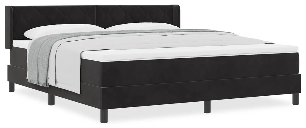vidaXL κρεβάτι Box Spring με στρώμα Μαύρο 180x200 εκ Βελούδο