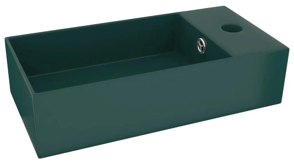 Νιπτήρας Μπάνιου με Υπερχείλιση Σκούρο Πράσινο Κεραμικός - Πράσινο