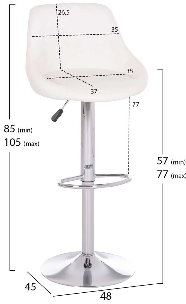 ΣΚΑΜΠΟ ΜΠΑΡ ROSE HM204.22 ΜΕ ΑΜΟΡΤΙΣΕΡ ΧΡΩΜΙΟΥ & ΛΕΥΚΟ PU 48x45x105Υεκ.