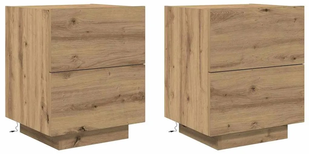 vidaXL Κομοδίνο 2 pcs artisan δρυς 45 x 40 x 55 εκ Επεξεργασμένο ξύλο