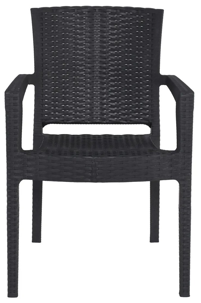 LORA-Pro Πολυθρόνα Στοιβαζόμενη, PP (Rattan Look) Απόχρωση Ανθρακί 58x61x87cm