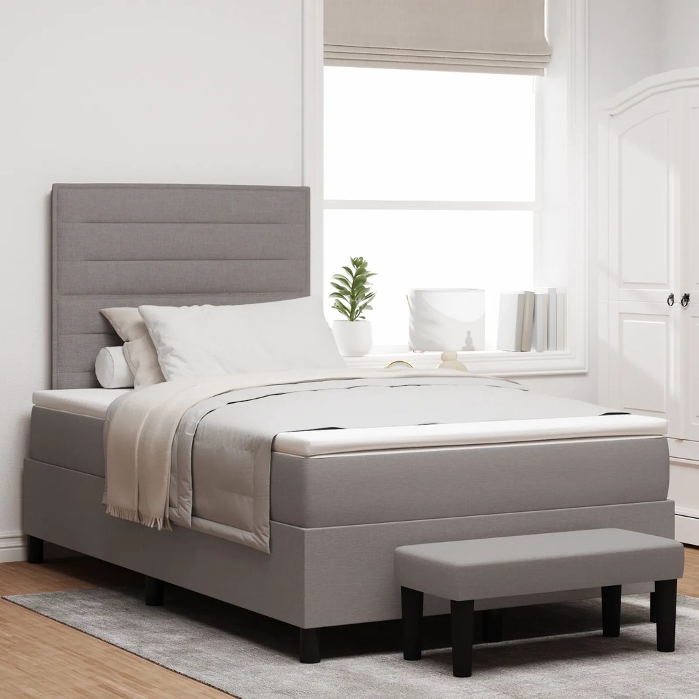 vidaXL Κρεβάτι με ελατήρια με στρώμα Taupe 120 x 190 cm ύφασμα