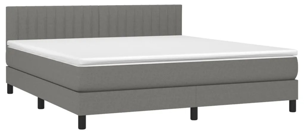 vidaXL Κρεβάτι Boxspring με Στρώμα Σκούρο Γκρι 180x200 εκ Υφασμάτιν