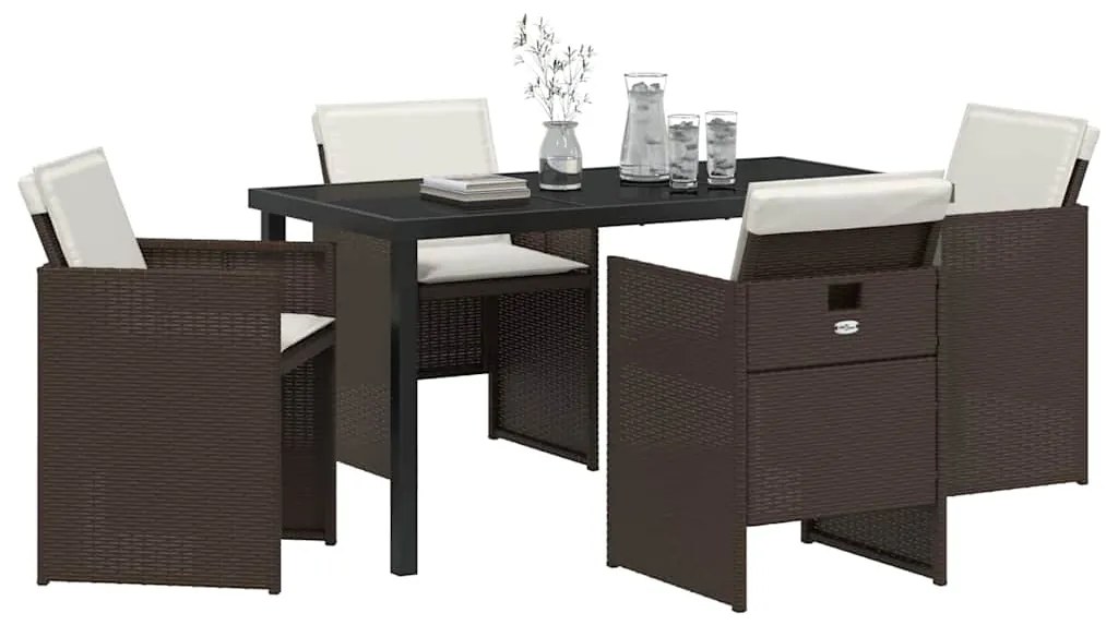 vidaXL Σέτ φαγητού για κήπο 5 pcs Καφέ συνθετικό ρατάν