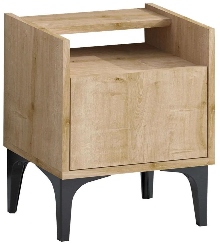 Κομοδίνο Zeze 393MRD1417 40x35x50cm Oak-Black