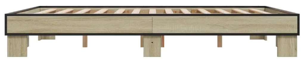 vidaXL Πλαίσιο Κρεβατιού Sonoma Δρυς 150x200 εκ. Επεξ. Ξύλο &amp; Μέταλλο