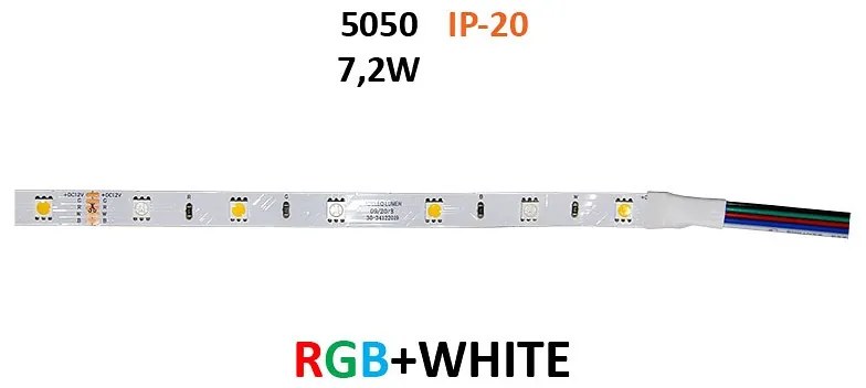 Adeleq Ταινία Led 5 Μέτρα 12Vdc 7.2W Και 36Led Ανά Μέτρο Ip20 RGB Συν Λευκό 4000K 30-34122019