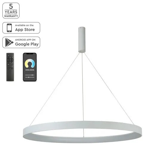 Έξυπνο Κρεμαστό Φωτιστικό Οροφής LED 64W Dimmable 3CCT Φ100cm Amaya Homelighting-77-8143-Λευκό 77-8143