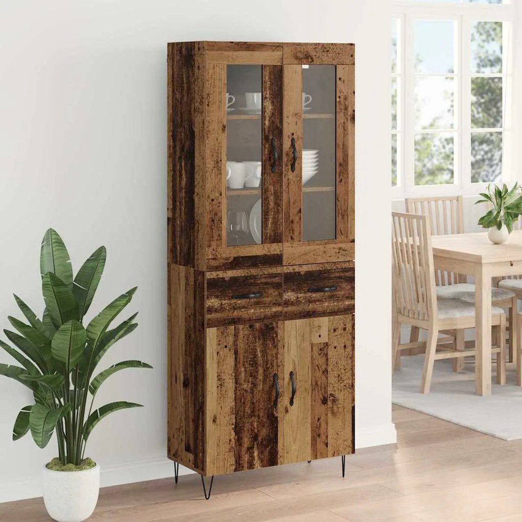 vidaXL Highboard Παλιό Ξύλο 69,5 x 34 x 180 εκ. Επεξεργασμένο ξύλο