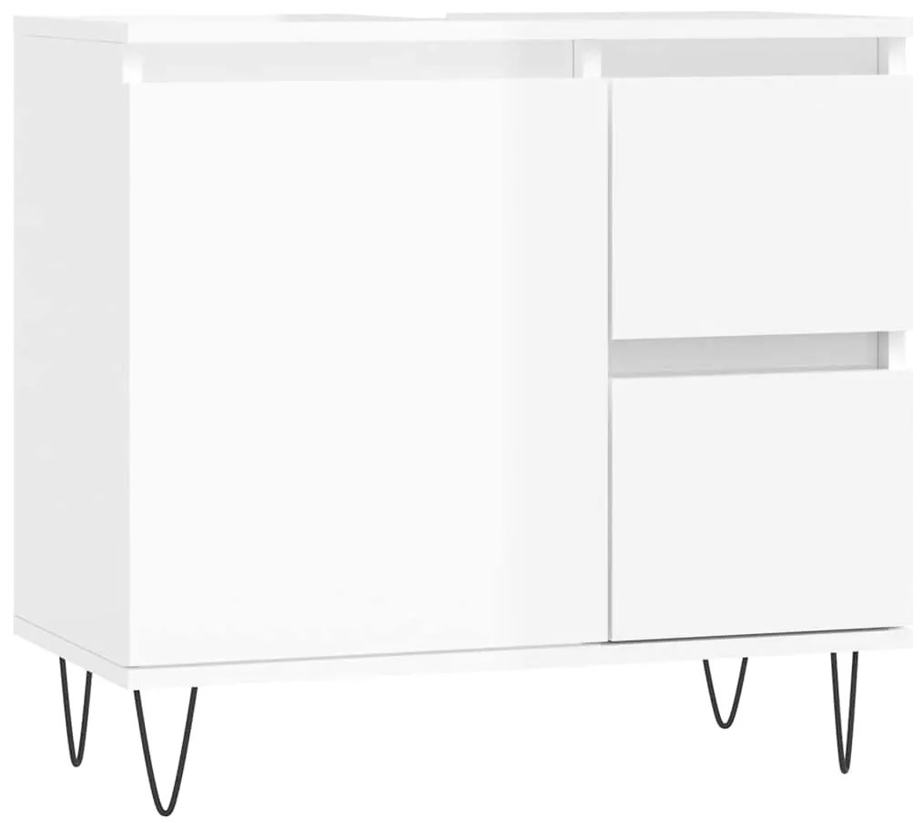 vidaXL Ντουλάπι Μπάνιου Γυαλιστερό Λευκό 65x33x60 εκ. Επεξεργ. Ξύλο