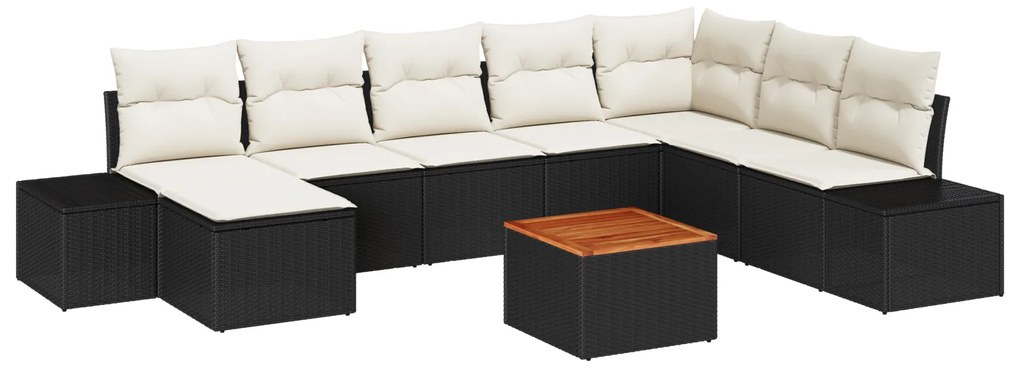 vidaXL Σετ Σαλονιού Κήπου 9 pcs Μαύρος, λευκός
