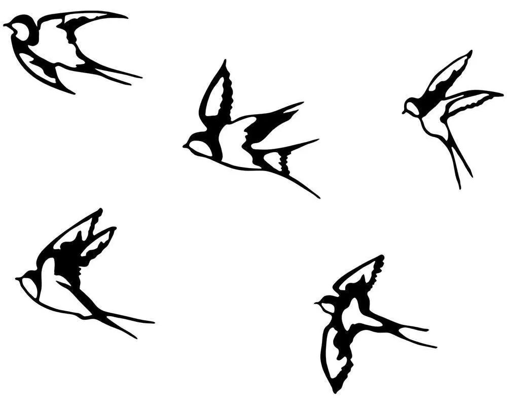 Διακοσμητικό Τοίχου Swallows (Σετ 5Τμχ) 899SKL2369 18/19/11/17/14x19cm Black Wallity Μέταλλο