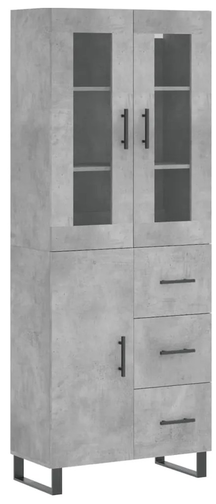 vidaXL Ντουλάπι Γκρι Σκυροδέματος 69,5x34x180 εκ. Επεξεργασμένο Ξύλο