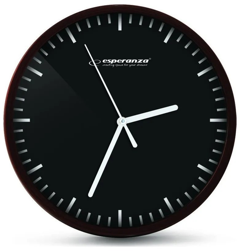 ESPERANZA ρολόι τοίχου Budapest EHC010K, 20cm, μαύρο-όψη ξύλου