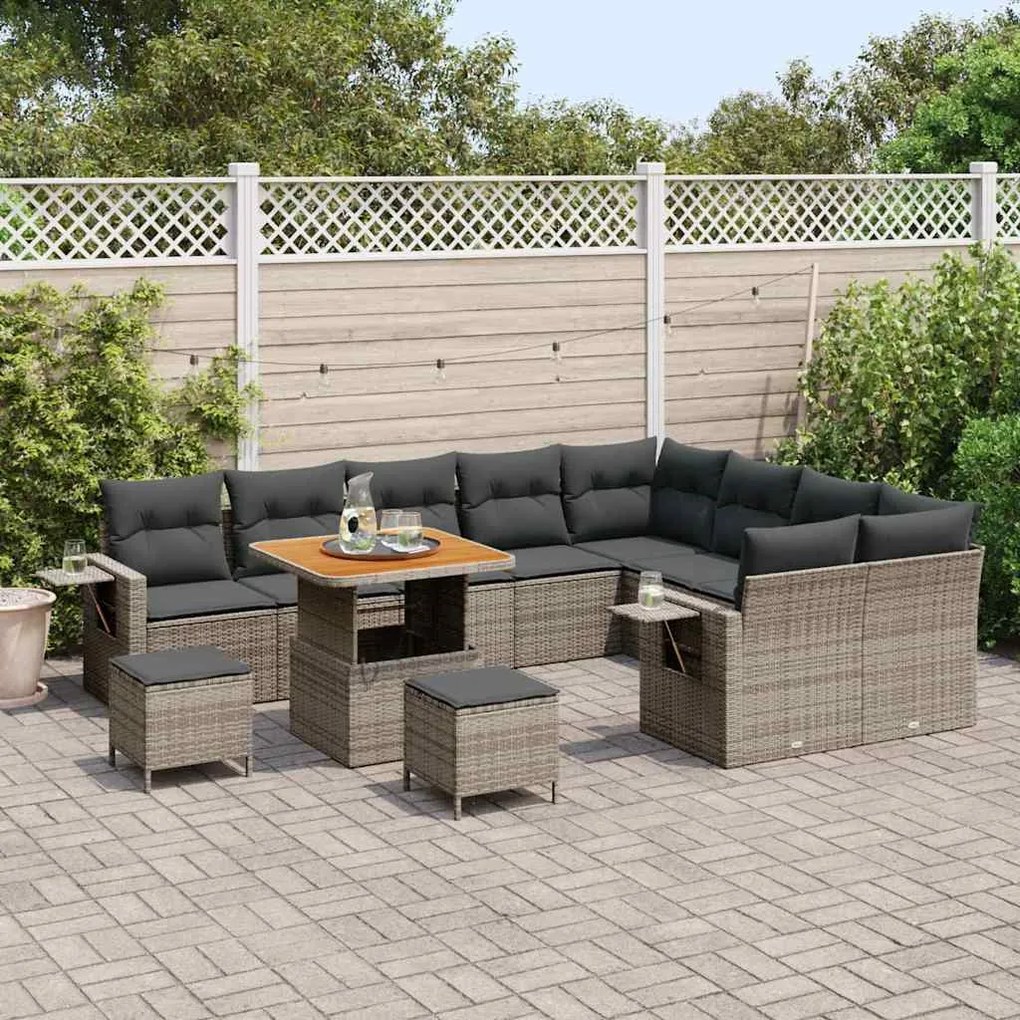 vidaXL Σετ Καναπέ Κήπου 12 pcs Γκρι συνθετικό ρατάν