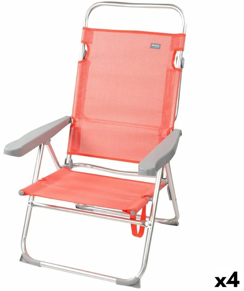 πτυσσόμενη καρέκλα Aktive Flamingo Κοράλι 48 x 99 x 57 cm (4 Μονάδες)
