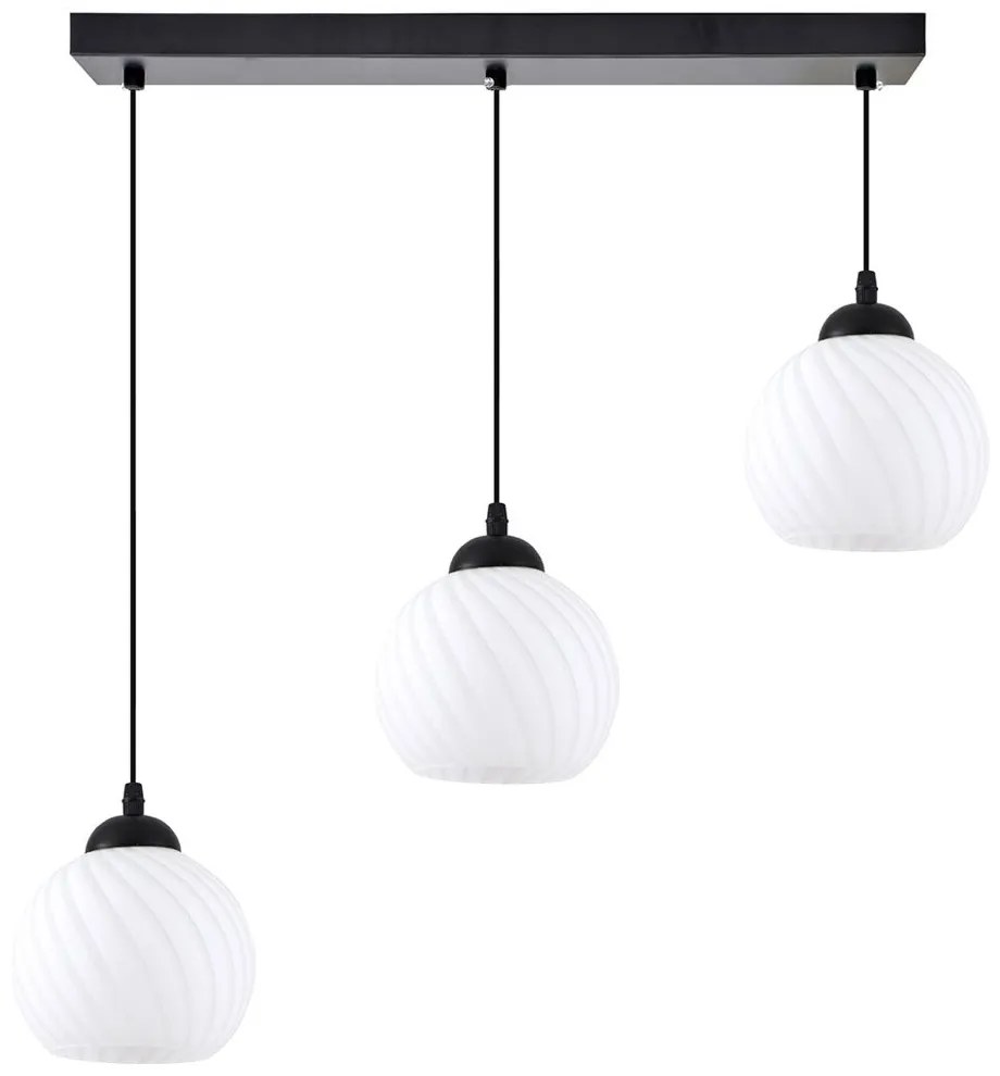 Φωτιστικό Οροφής Swirl 77-8198 3xE27 60W Black-White Homelighting Μέταλλο,Γυαλί